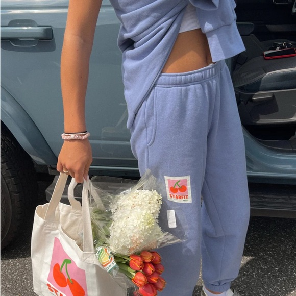 NWT Starfit Women's Cherry Bomb Blue Jogger Pants Size Small Matching Set! - Picture 2 of 6